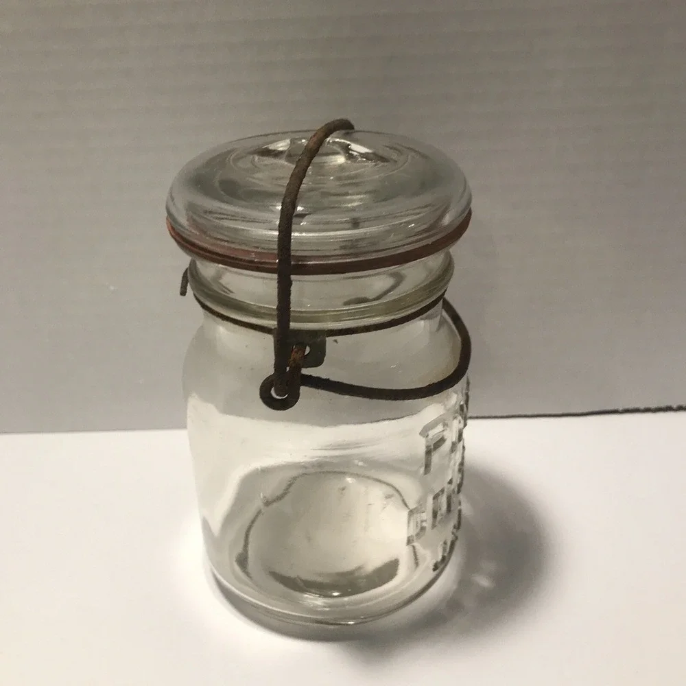 1927-1929 Okmulgee Okla-Pine Glass Co-Small Pint Pine Deluxe Jar wire Glass (NEK